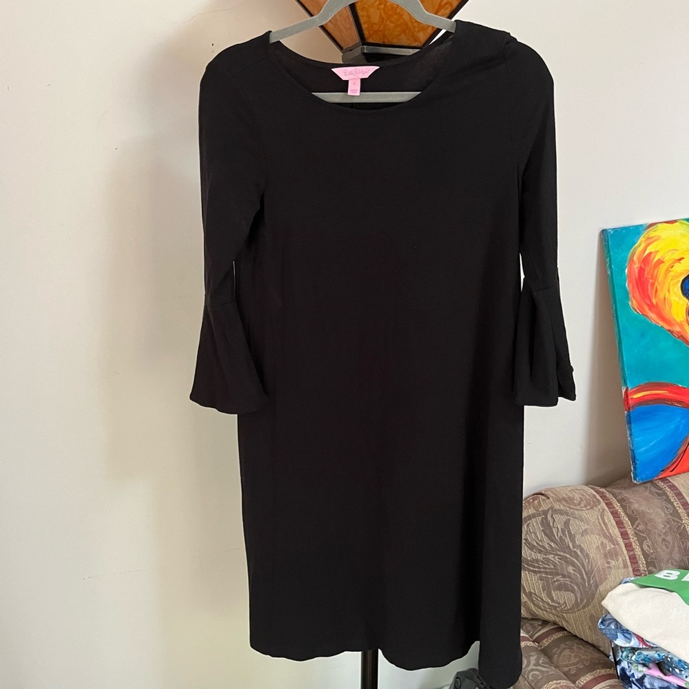 Lilly Pulitzer Black Ophelia Bell Sleeve Dress Small